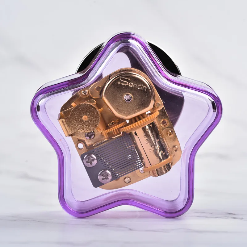 Star Shape  Acrylic Music Box With Wind Up Mechanism