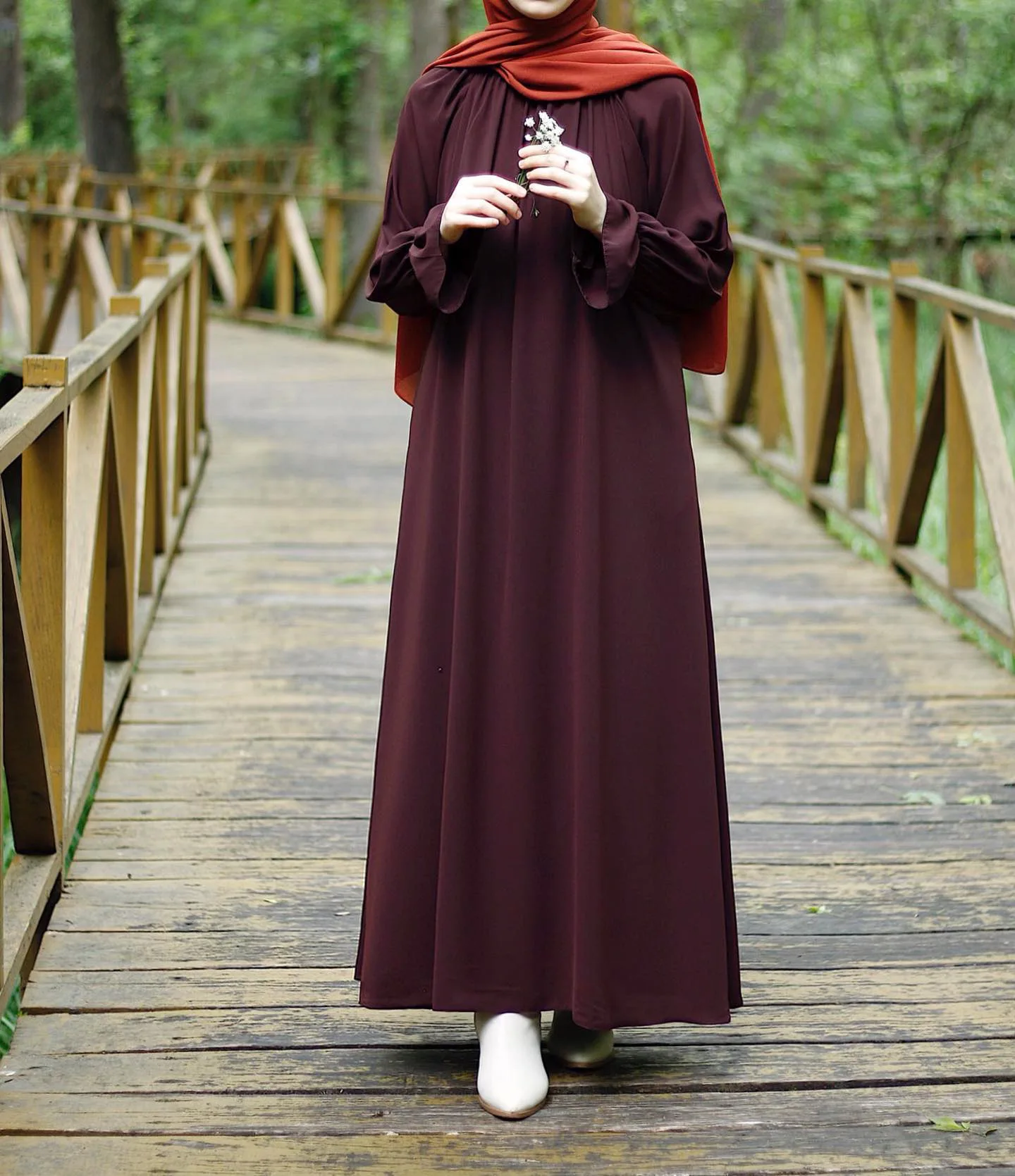 2024 Hot Muslim Hui Middle Eastern Women's Dress Solid Color Flared Cuff Bag Long Sleeve Casual Dress Abaya Adults