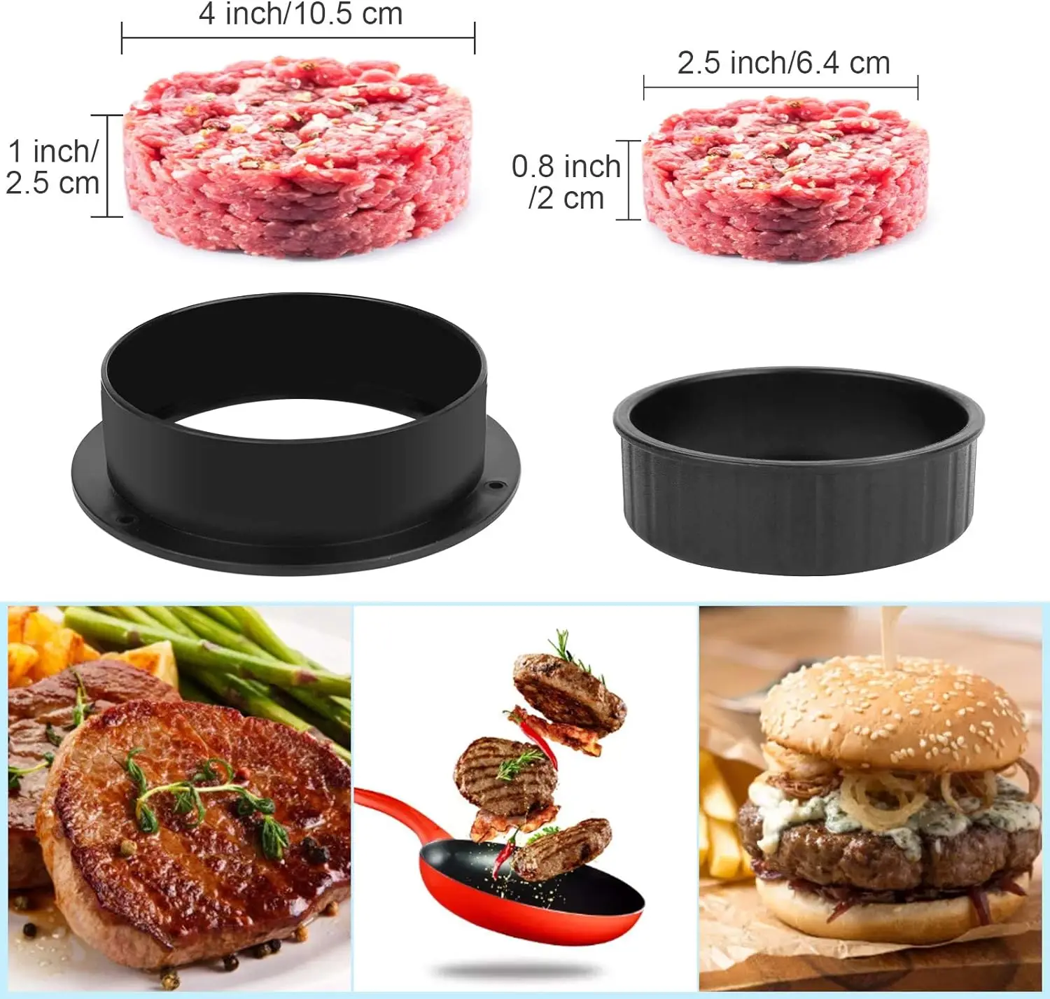 3 in 1 Stuffed Burger Press Patty Maker Rings Molds Kit Non Stick Stuffer Hamburger Press Patty Maker