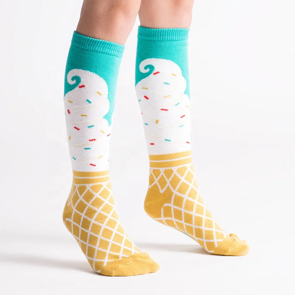 
Custom Kids Cotton Macaron Ice Cream Dress Knee High Socks 