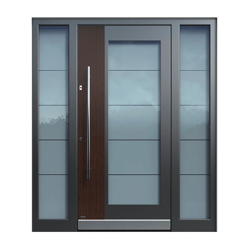 Luxury Villa Entrance Security Doors Aluminium Mental Front Exterior Doors Modern Stainless Steel Residential Pivot Entry Doors