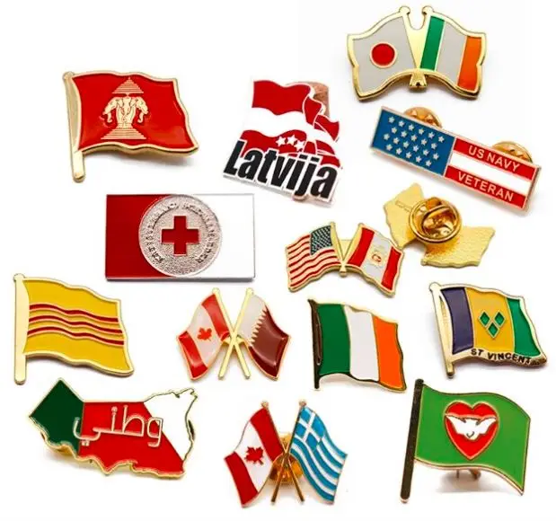 Быстрая доставка американский флаг США Цельный металлический лацкан изысканный золотой тонированный значок на