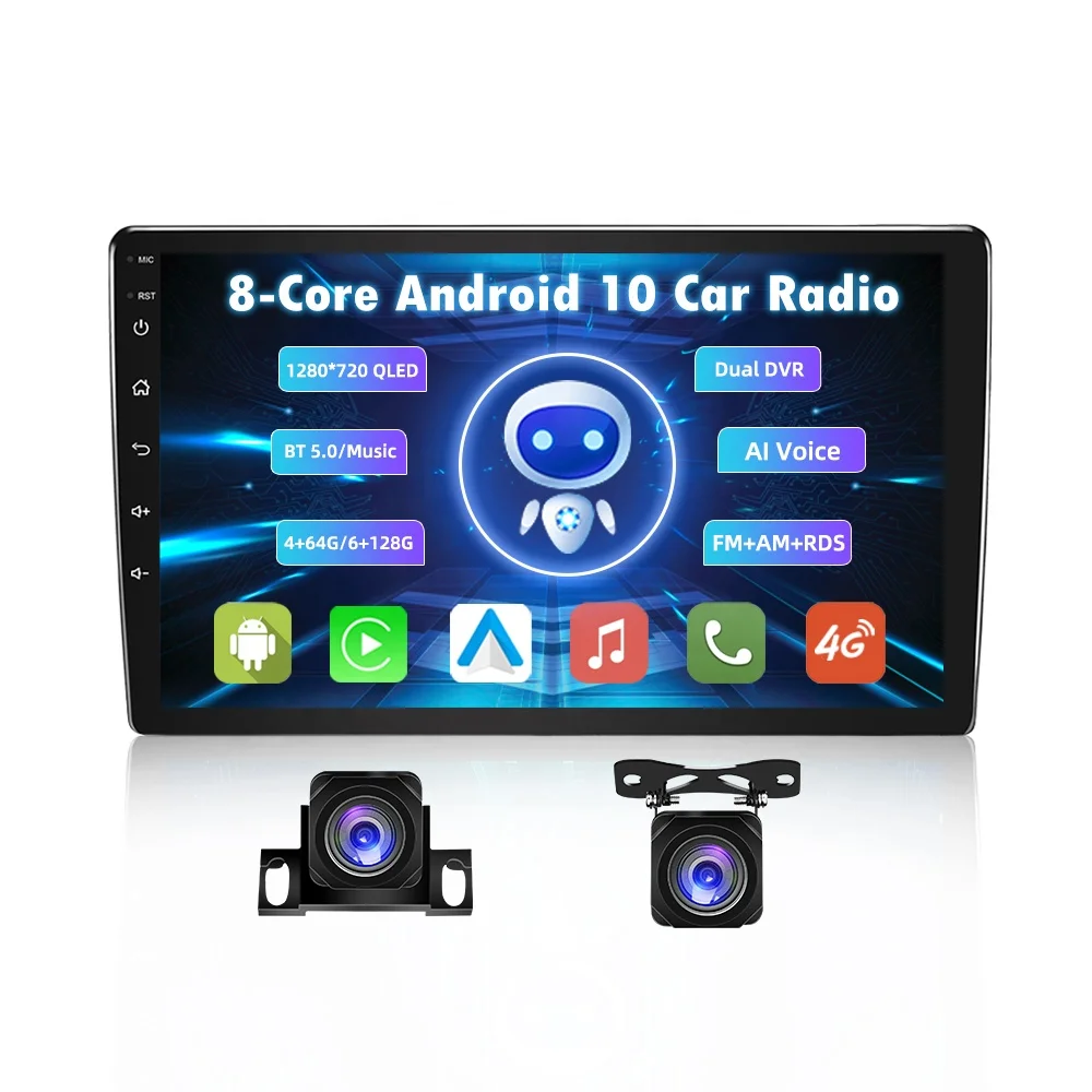 2022 New 4+64 4G android 11 car radio player mp5  stereo 8 core bt 5.0 car audio android with apple carplay  android cuto