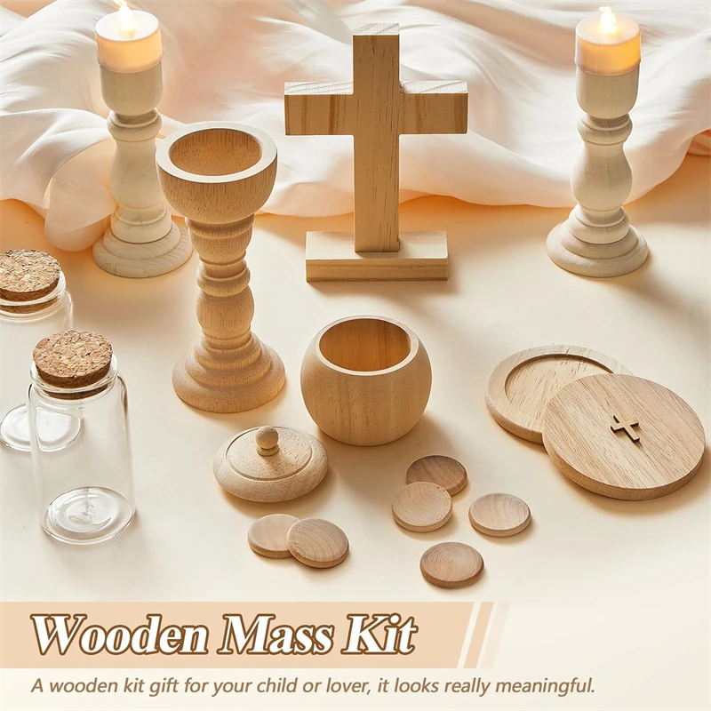 Catholic Gifts for Kids Mass Kit Wooden Mass Play Set Kids Catholic Baptism Gifts Birthday Gift Candle Holder