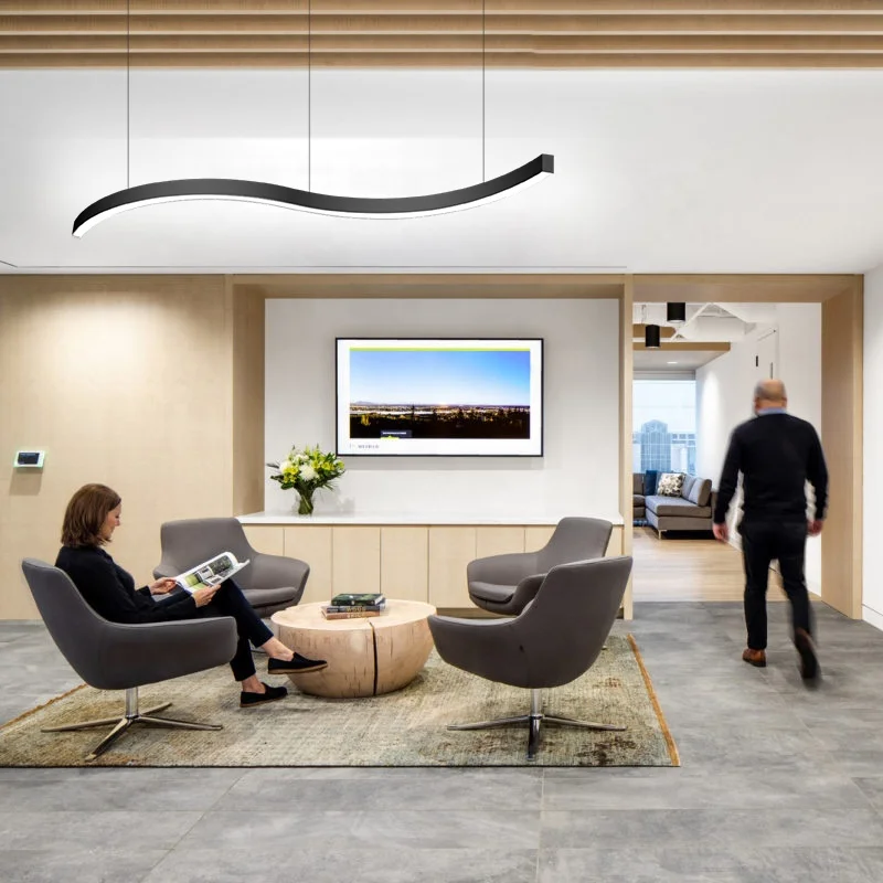 
HLINEAR LC4060-S-7100 Black/White Curved LED Linear Light Office Pendant Suspension Light 