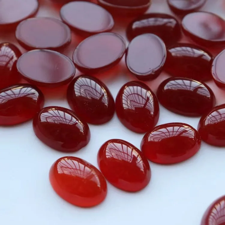 Hot Sale High Quality Natural Red Green Oval Agate Loose Gemstone Full Size  Red Green Oval Agate For Jewelry Making