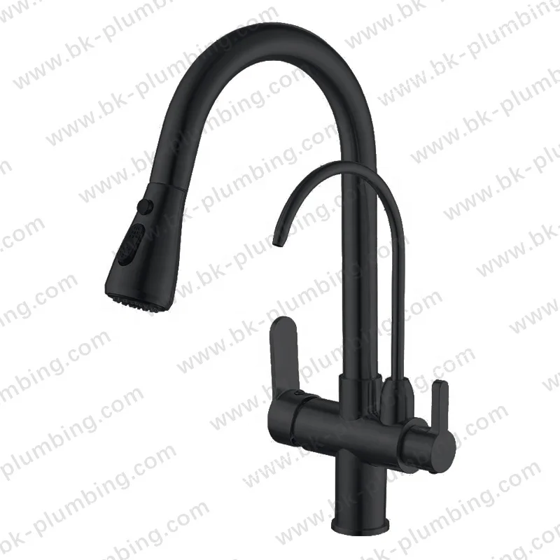 Rose Gold Kitchen Sink Faucet Water Filter Purifier Tap with Pull Out Sprayer