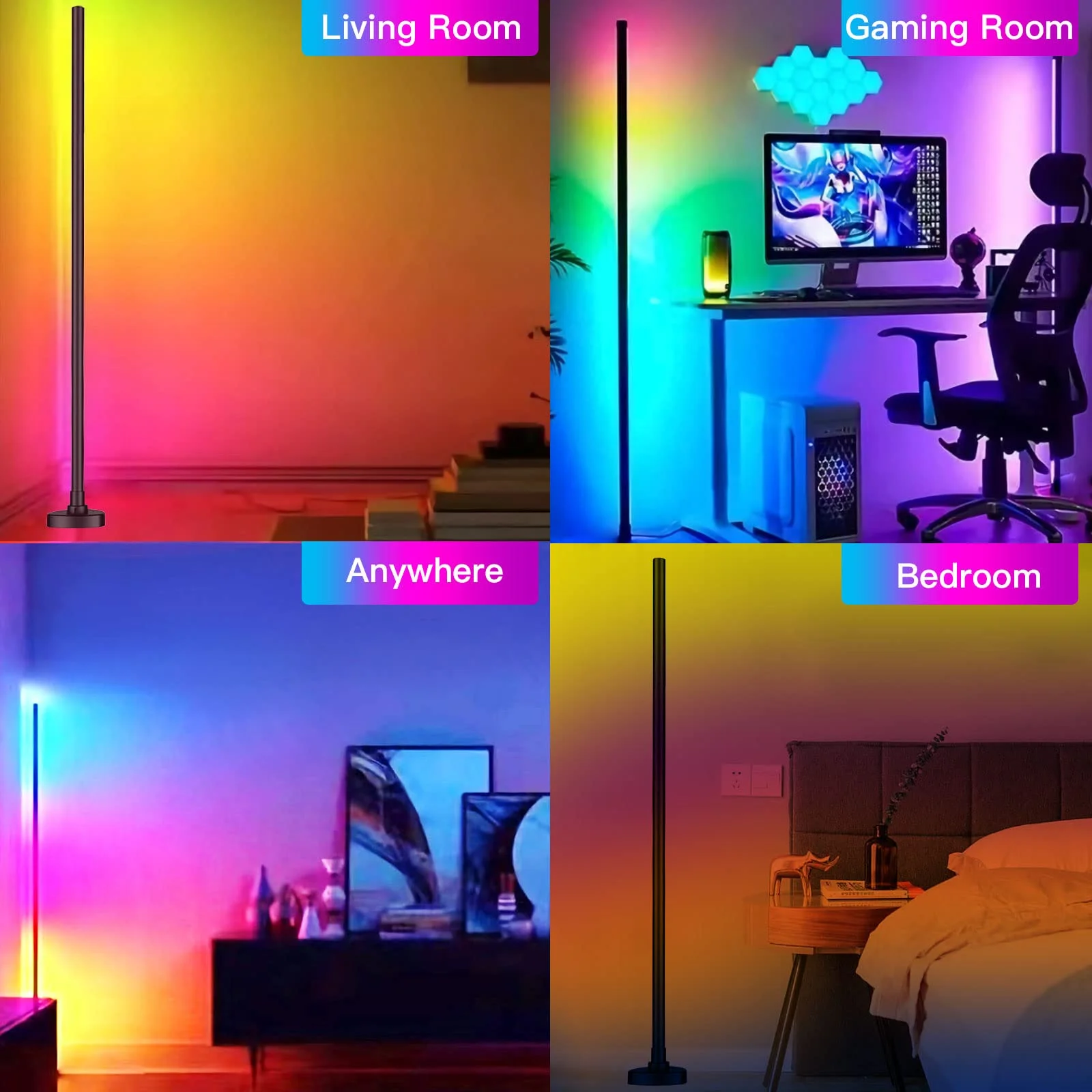 Mobile Control Led Christmas Lights Custom Modern Indoor Color Changing LED Nordic Rgb Corner Floor Lamp