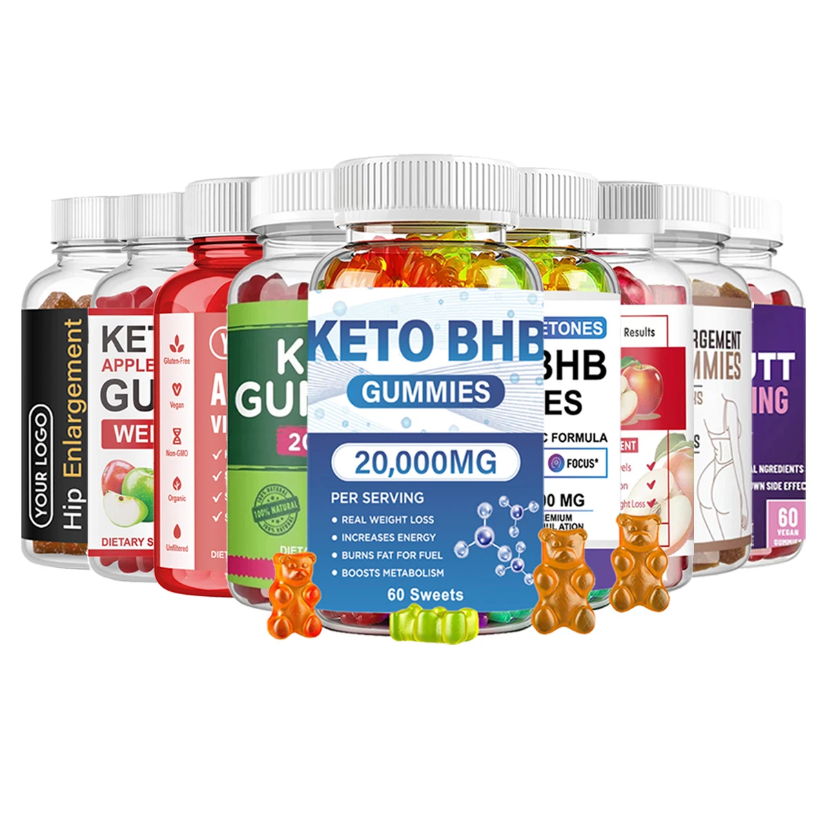 OEM Detox Garcinia Cambogia Keto Bhb ACV Apple Cider Vinegar Gummy L-Carnitine Capsules Butt Lift BBL Gummy