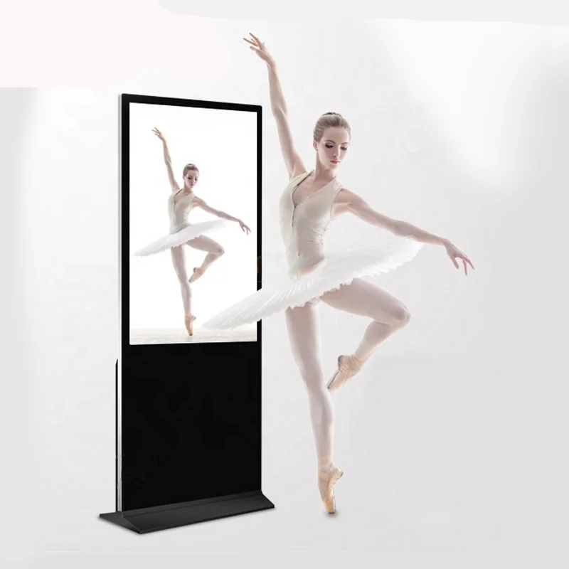 Aiyos 32 43 55 65 inch Free Standing Kiosks 4K UHD Touch Screen Digital Signage CMS Software Android System for Advertising