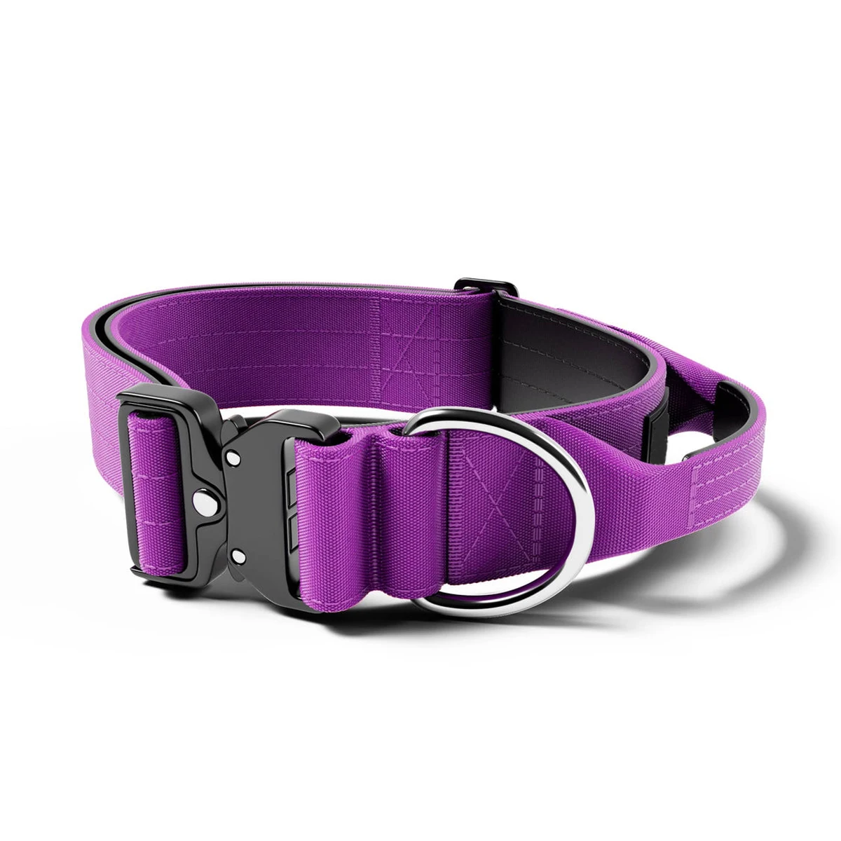 Pressure Tested Durable Metal Clasp Foam Neoprene Lined Tactical Dog Collar Leash with Soft Handle