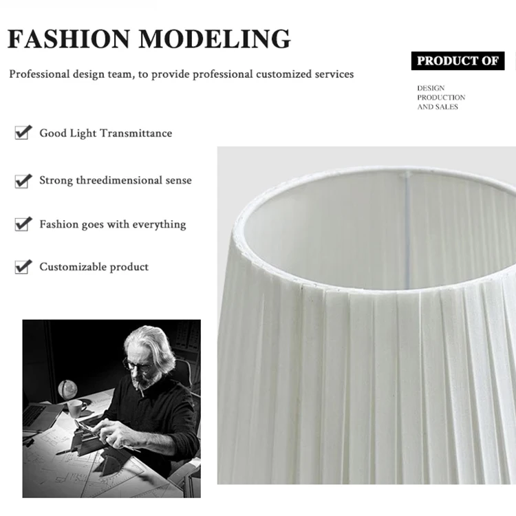 Home Decor Pole Light Pleated Fabric Globe Lampshade Easy Install High Quality Fabric Lamp Shades Covers