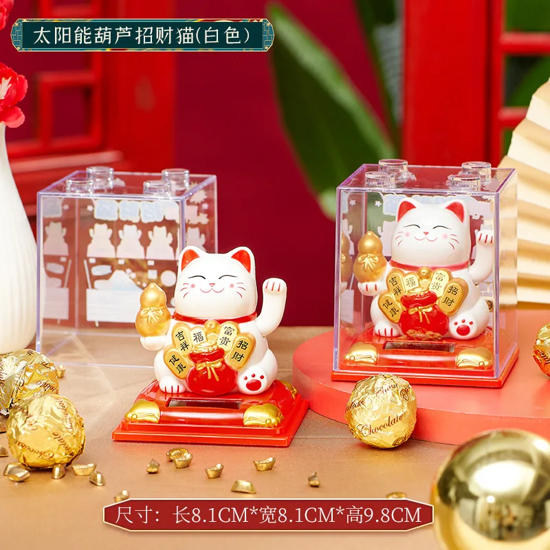 Lucky Cat Sculpture plastic lucky cat automatic Shake hands car office home opening housewarming gift creative decoration