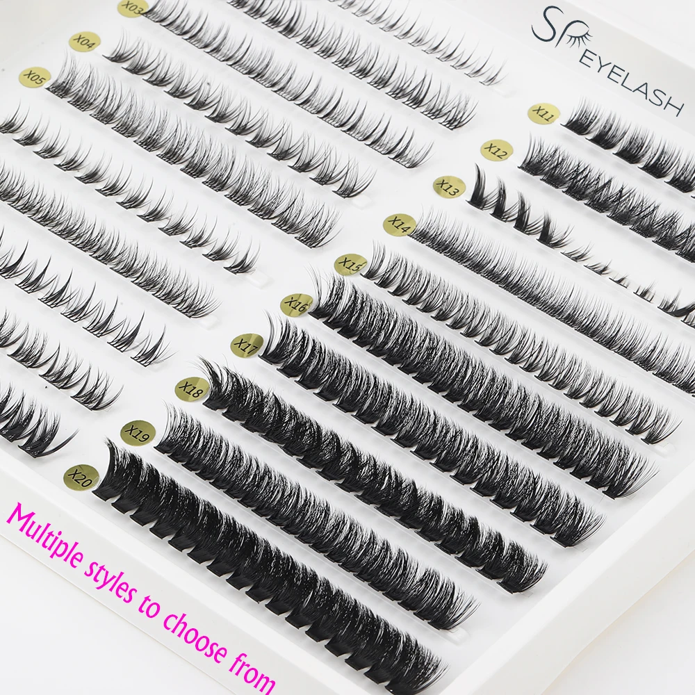 SP EYELASH Wholesale Customizable Diy Cluster Lashes Private Label C D Curl Segment Pre-Cut DIY Lash Clusters Kits