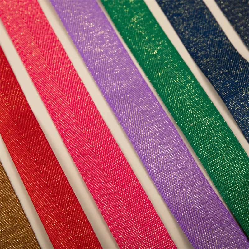 Polyester manufacturer christmas sparkle craft gift glitter satin ribbon for party decor