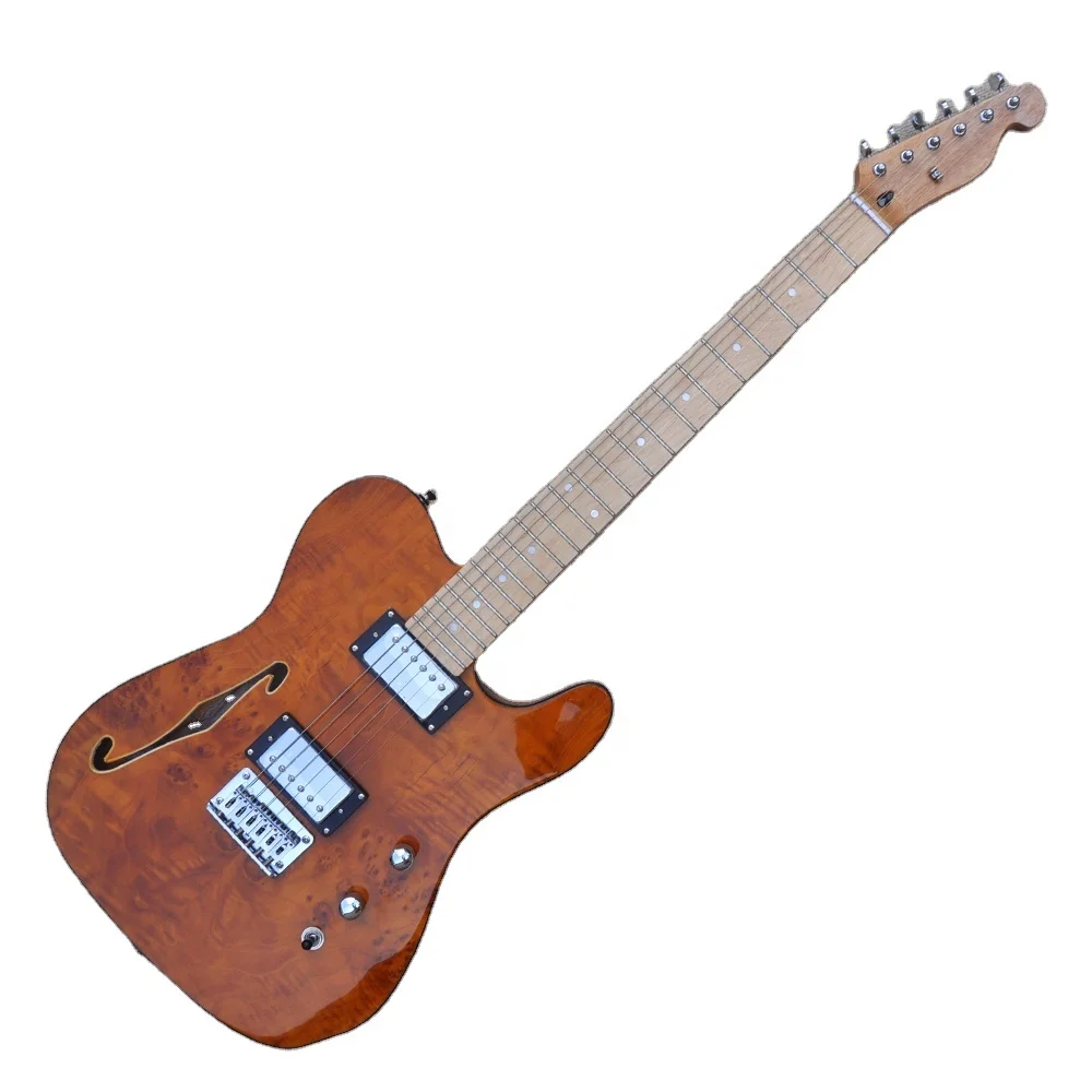 Flyoung 6 strings Electric Guitar F hole Stringed Instruments Ash Body Maple Neck