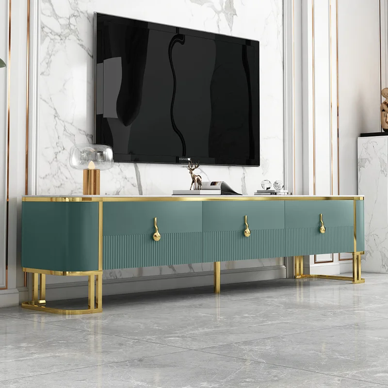 Wholesale Modern Round Marble High-end Rectangular Stainless Steel Coffee Table