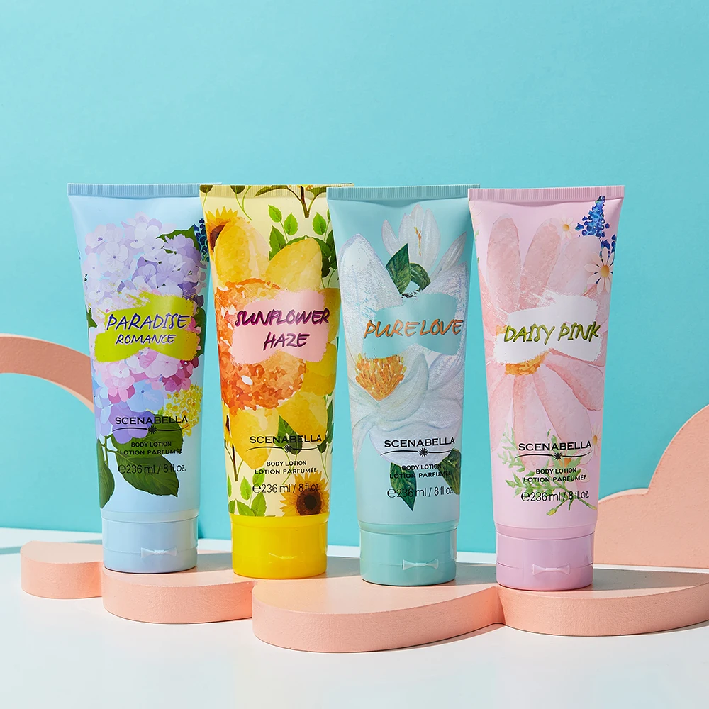 Wholesale High Quality 236ml Long Lasting Perfume  Body Lotion 4 different Floral Fragrance Body Cream