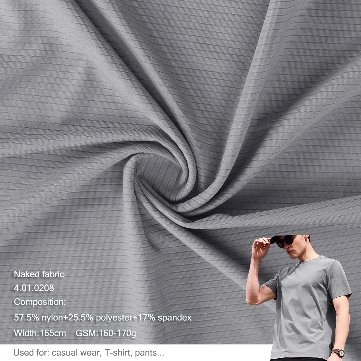 High Quality 57.5% Nylon 25.5% Polyester 17% Spandex Yoga Fabric For Sports T-shirt Swimming Legging Quick Drying Cool Fabric