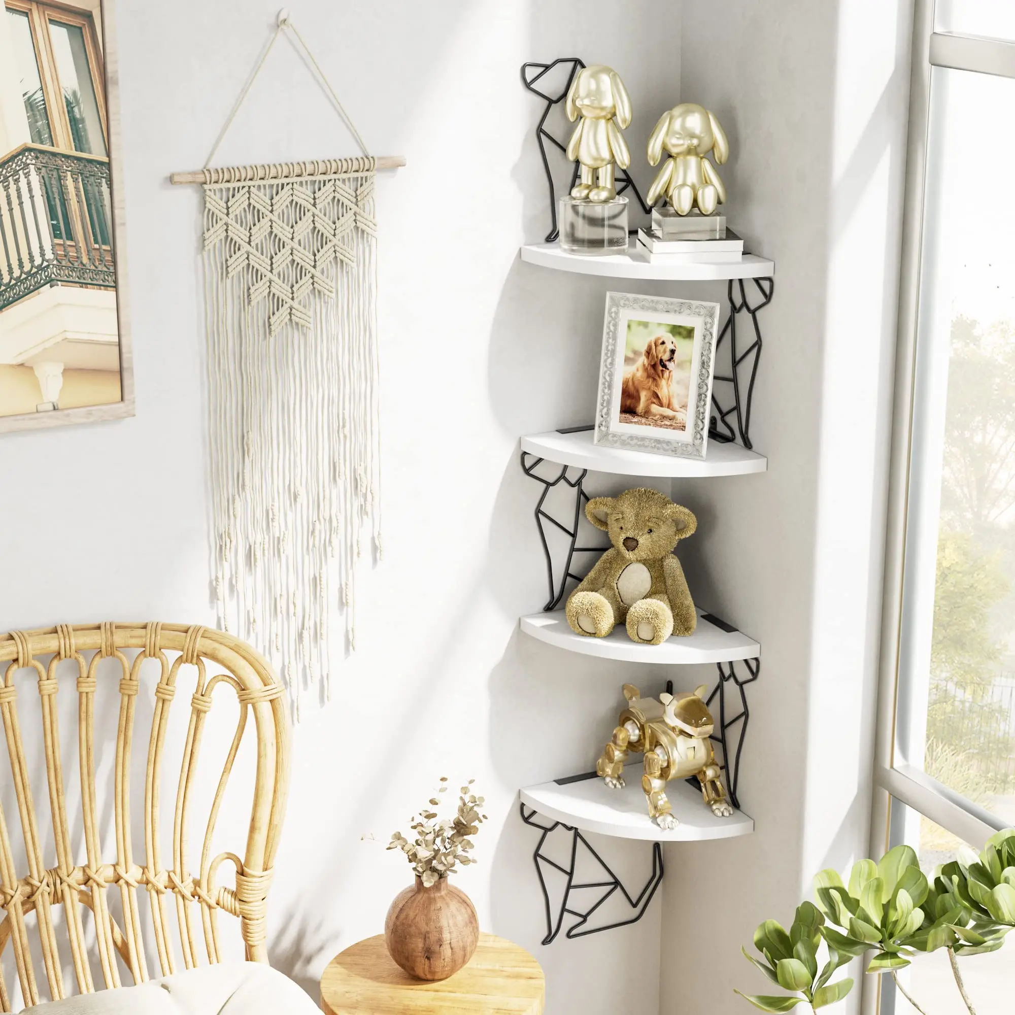 SuXiu OEM Elegant home art Unique wall shelves with artistic supports are ideal for modern aesthetic display and storage