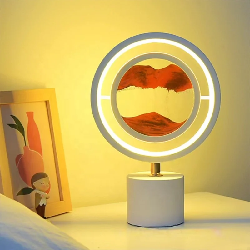 Art Modern 3D Quicksand Desk Light Moving Sand Flowing Dynamic Quick Sand Painting LED Table Lamp