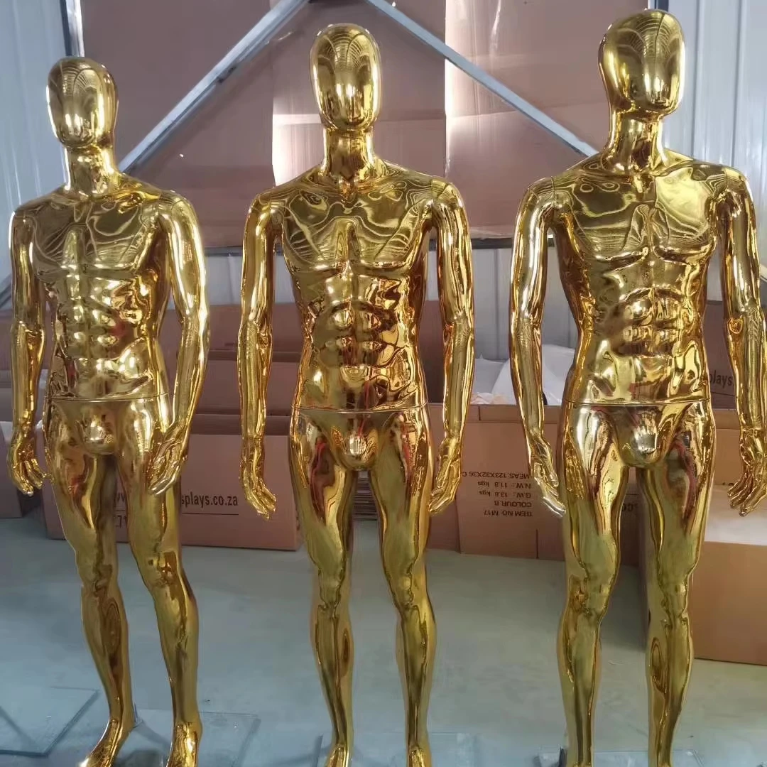 Plastic Electroplating Gold Male Mannequin Doll Full Body Men Model