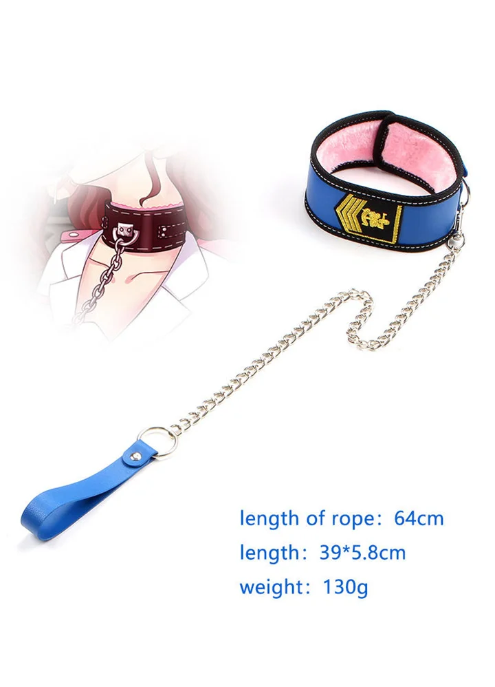 Fetish Play Airline Stewardess Handcuffs Collar Whip Rope Eye Mask Bondage Sex Toy Binding Set