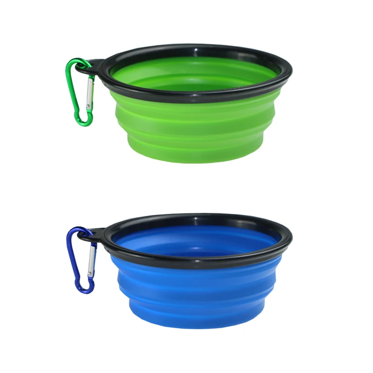Colorful bowl collapsible dog cat bowl Camping/Hiking/Walking Bowl with Carabiner Clip