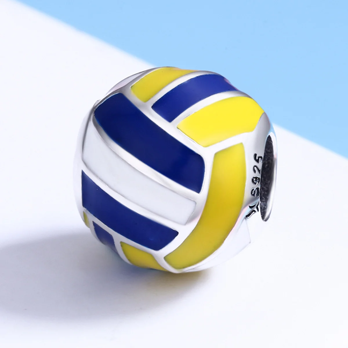 Enamel Charm Spacer Bead Fashion 925 Sterling Silver Volleyball Pendant Charm for DIY Jewelry Making