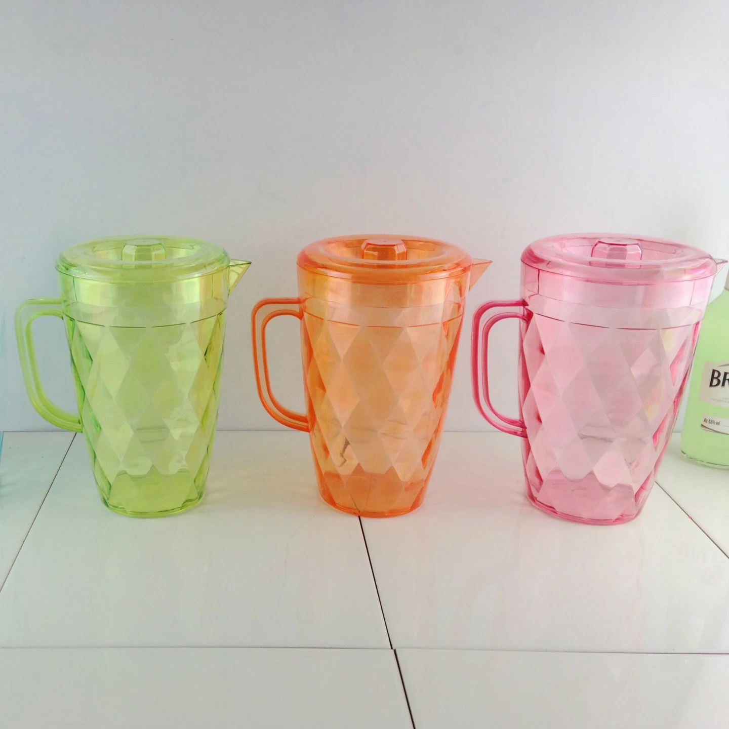 2L Best Promotional Plastic Cold Water Jug Bottle Cup Set with lid and 4 pcs Glasses