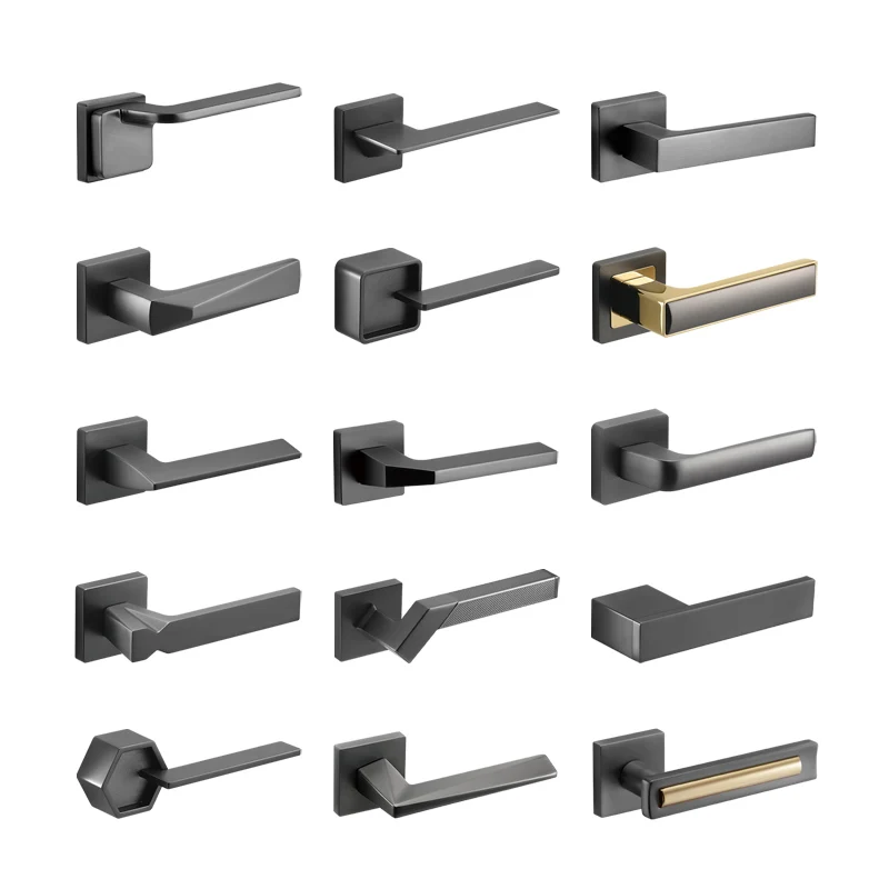 Modern New Style Black Zinc Alloy Mortise Lever Lock Set for Interior Door & Window Bedroom Handle Lock Holder