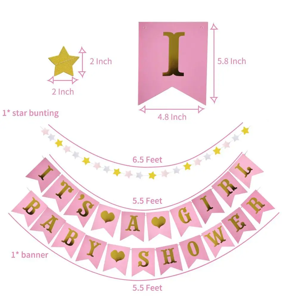 Baby Shower Decorations For Girl Pink and Gold Baby Shower gift in high quality