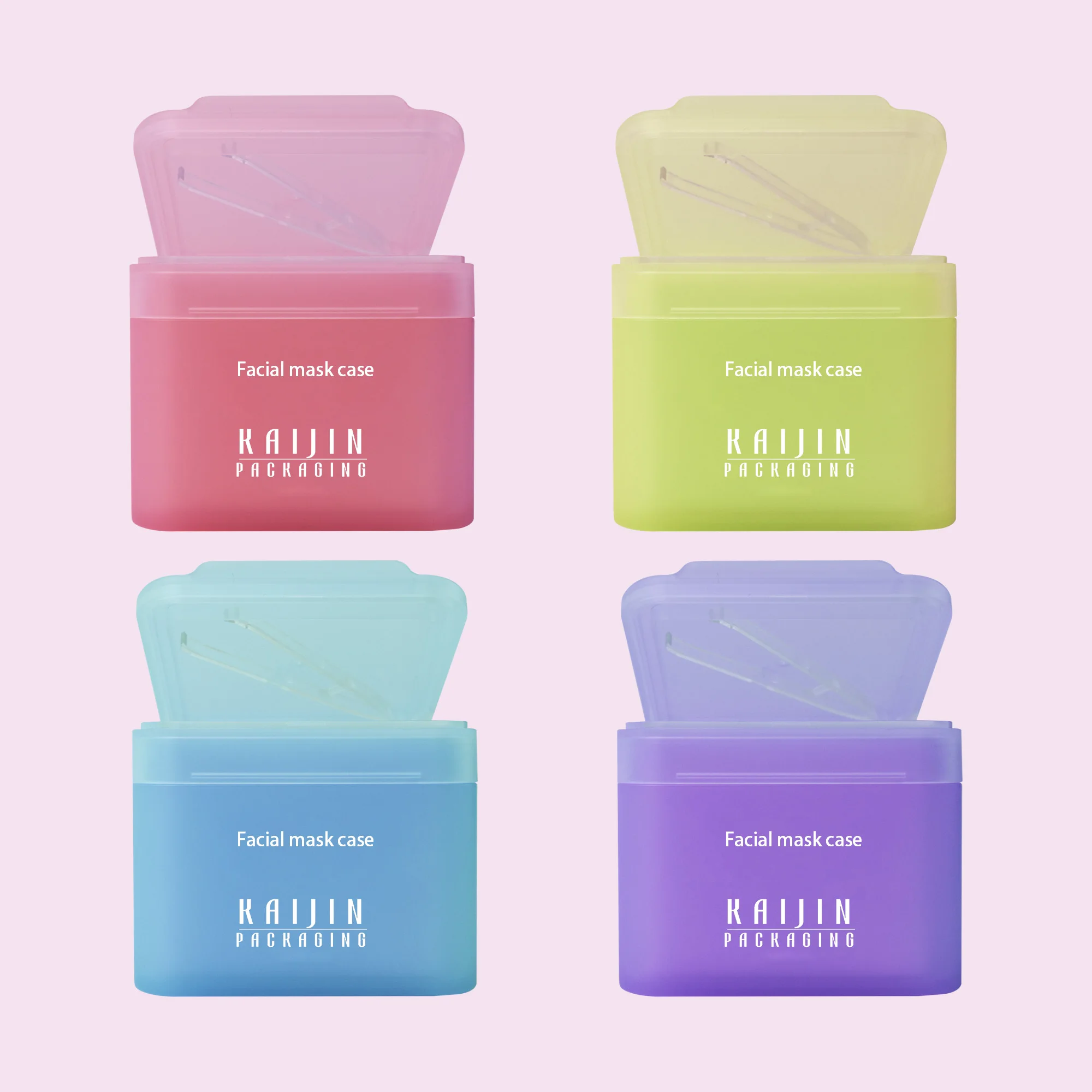 Cosmetic empty square skin pad jar replacement liner cotton sheet plastic jar moisturizing cleansing container with tweezers