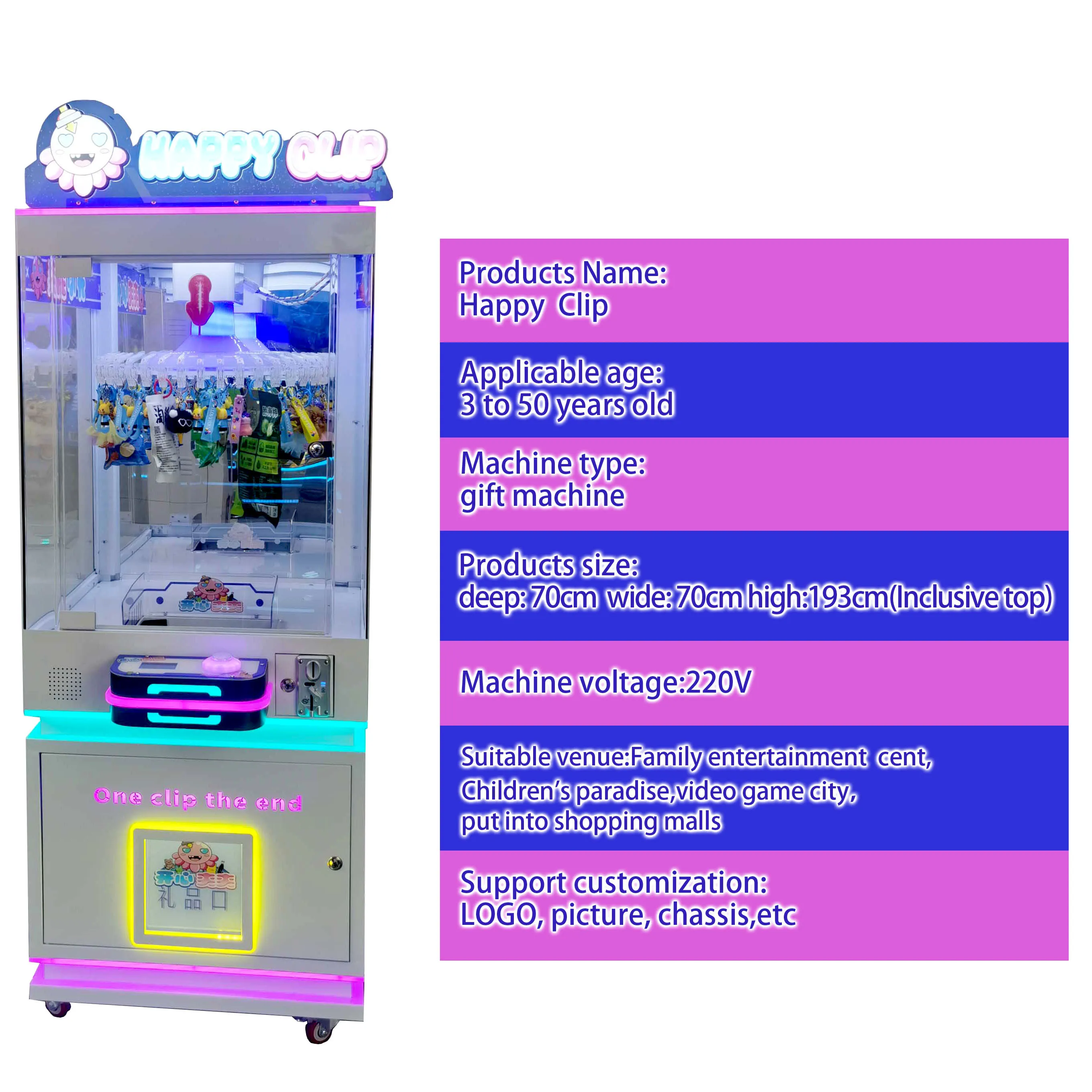 Popular Products Rotary Game Redemption Gift Lucky Wheel Indoor Arcade Coin Operated Clip Prize Machine