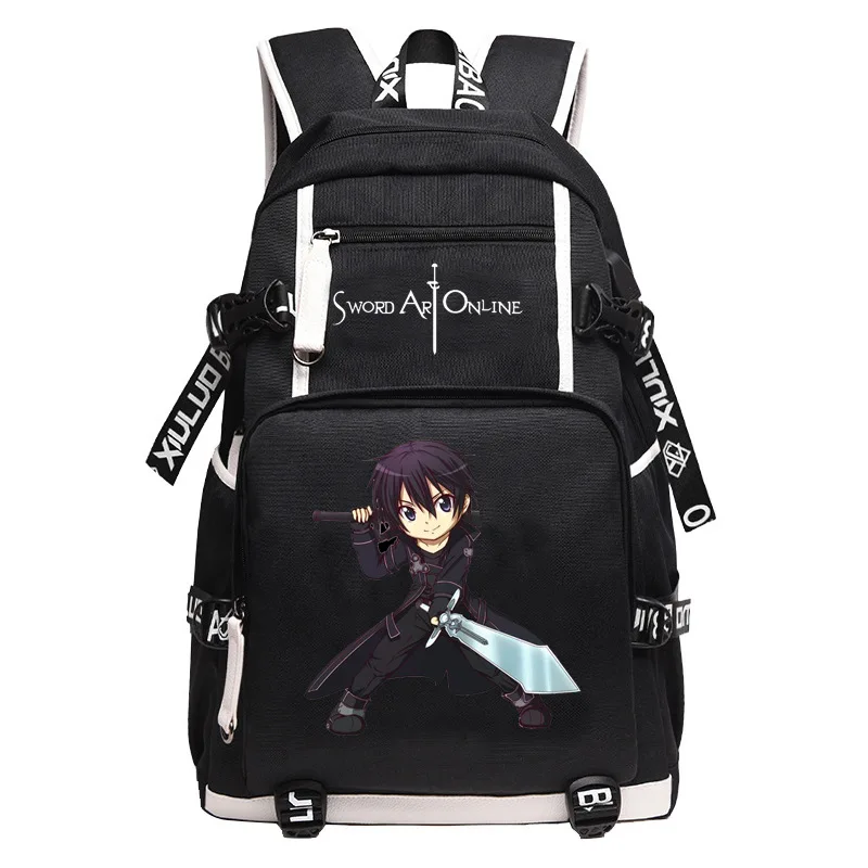Anime Sword Art Online Backpack Student School Bag Cartoon Travel Bags Men Fashion Laptop Backpack
