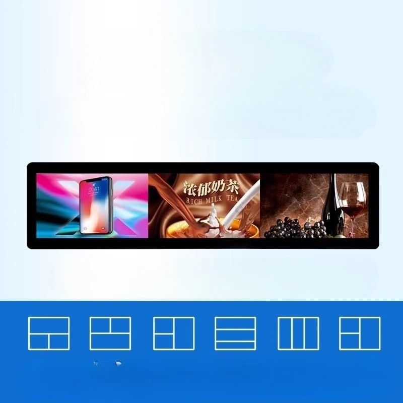23 24 35 37 Inch Ultra Wide Shelf Edge Advertising Digital Signage Monitor Type Stretched Bar Lcd Display Screen