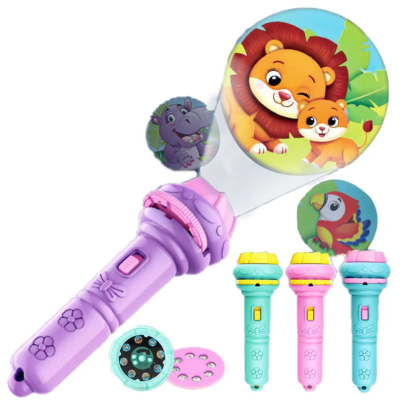 Baby Sleeping Flashlight Lights Up Toys Projector Cartoon Torch Lamp Education Cognitive Animals creative Toys for kids