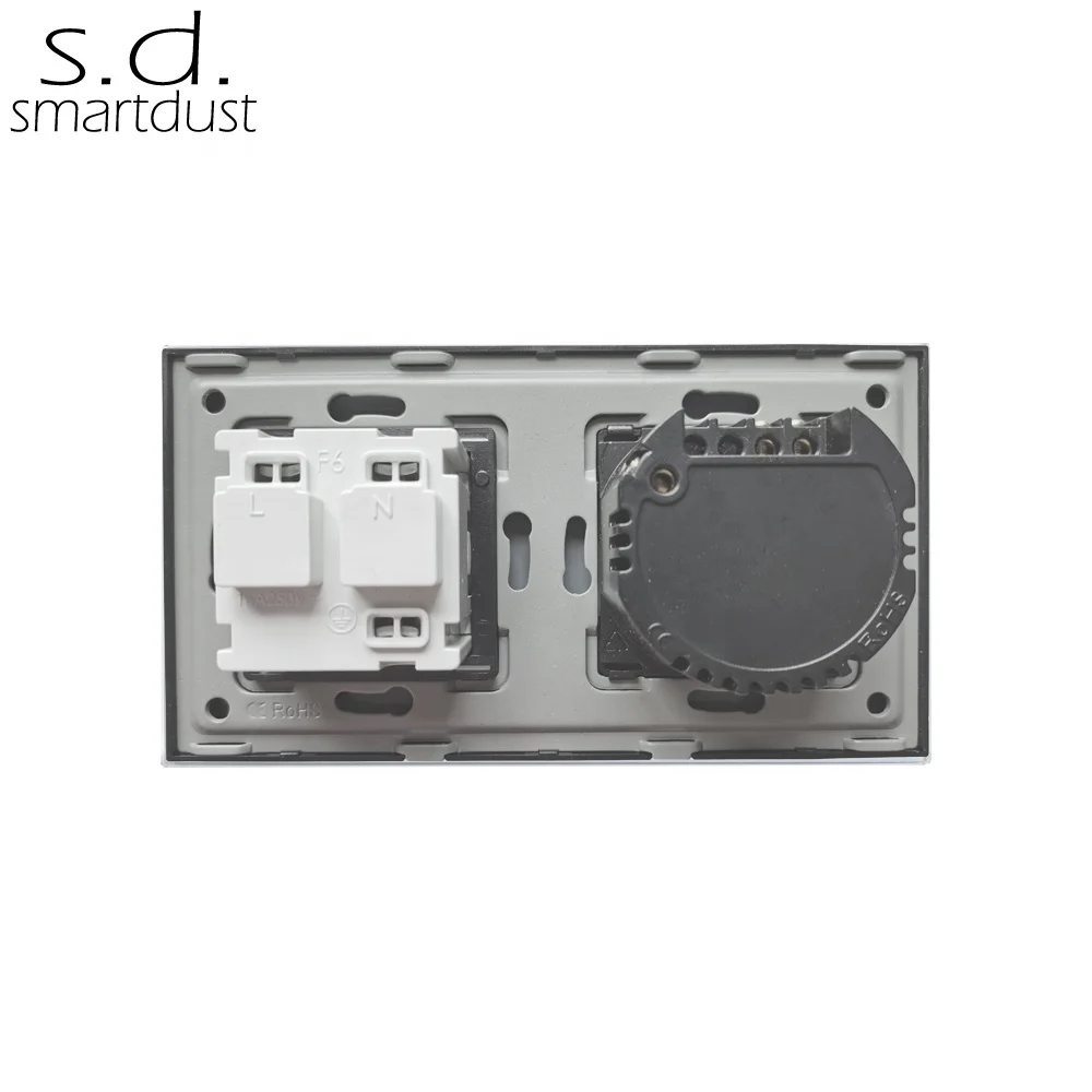 Smartdust Wenzhou электрическая стеклянная панель емкостный сенсорный настенный выключатель и розетка для
