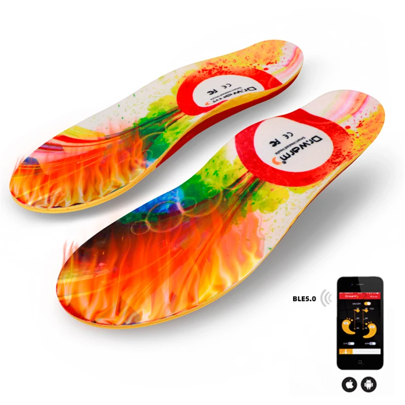 2200mAh Rechargeable Foot Toe Warmer Insoles APP Control Skiing Hunting Electric Heated Insoles