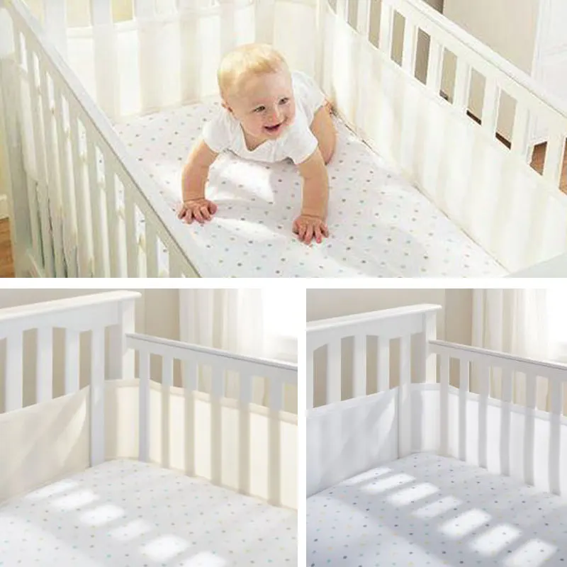 New INS hot selling 3D mesh breathable crib cot padded baby bumper pads for baby cribs