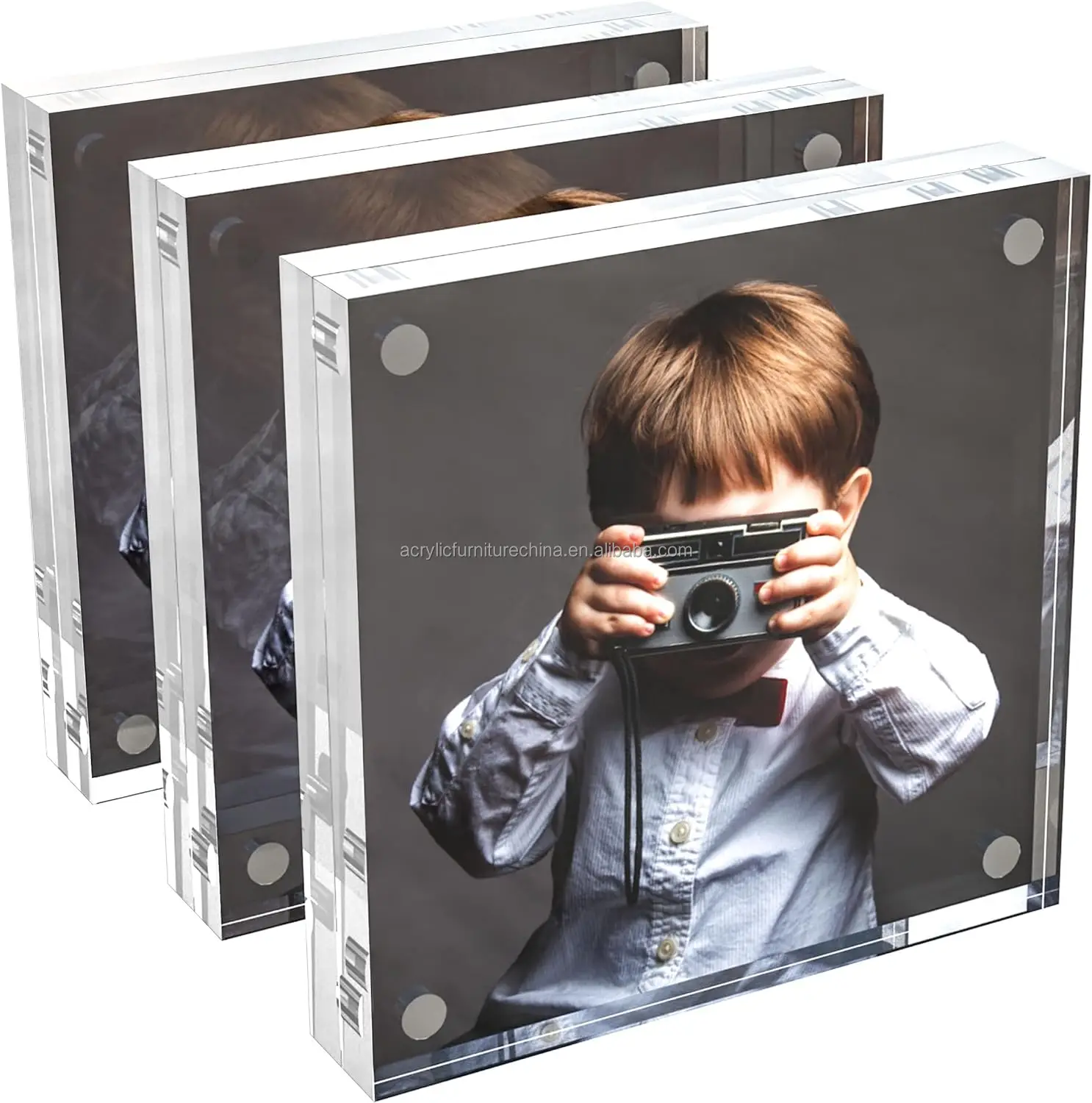 4x4 Clear Magnetic Photo Frame Acrylic Double Sided Free Standing Picture Frame