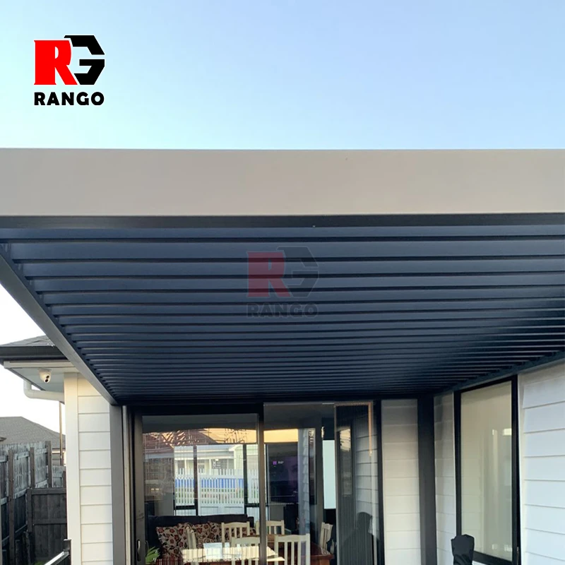 Factory Customize Gazebo Garden Electric Shutter Aluminium Pergola Modern Pavilion Aluminium Outdoor Louver Pergola Motorized
