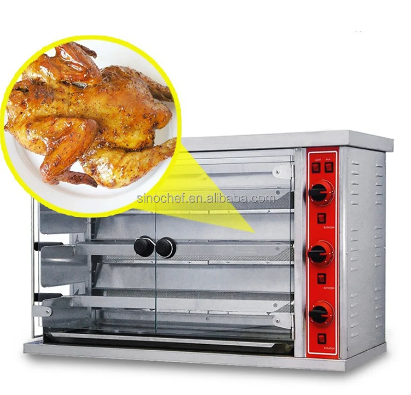 Stainless Steel Gas Chicken Rotisserie Oven with 3 Rods for Sale