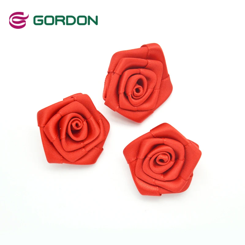3 CM Handmade Rose Make Satin Ribbon Rose Flower for Wedding Decoration