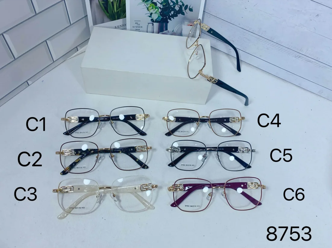 Hot Latest Women Fashion Gold Metal Glasses Frames Double Bridge Aviation Stainless Steel Eyeglasses Frame for Reading