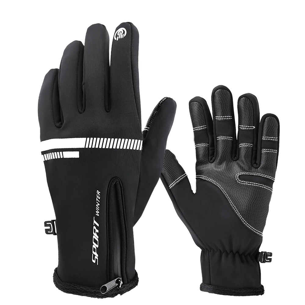 
OEM 2019 Winter Ski Sports custom Touch Screen Thermal Windproof Heated Full Finger Warm Motorcycle Bike Bicycle Cycling Gloves 