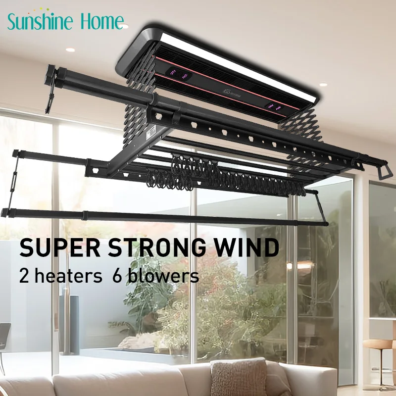 OEM Ceiling Mounted Automatic Cloth Dryer Smart Household Electric Clothes Rack Dryers Hanger Cloth Drying Rack Aluminum 220V