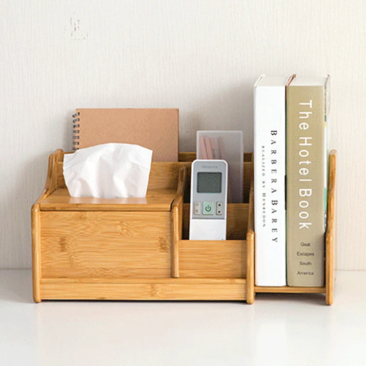 
Custom Desk Wooden Pen Holder Makeup Storage Boxes Tissue Box Makeup Organizer Bamboo Desk Organizer 