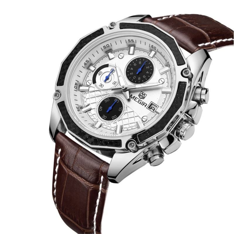 Оптовая продажа из Китая, мужские часы MEGIR 2015, уникальные часы chrono, мужские наручные часы creat, собственный бренд, аналоговые Мужские наручные часы