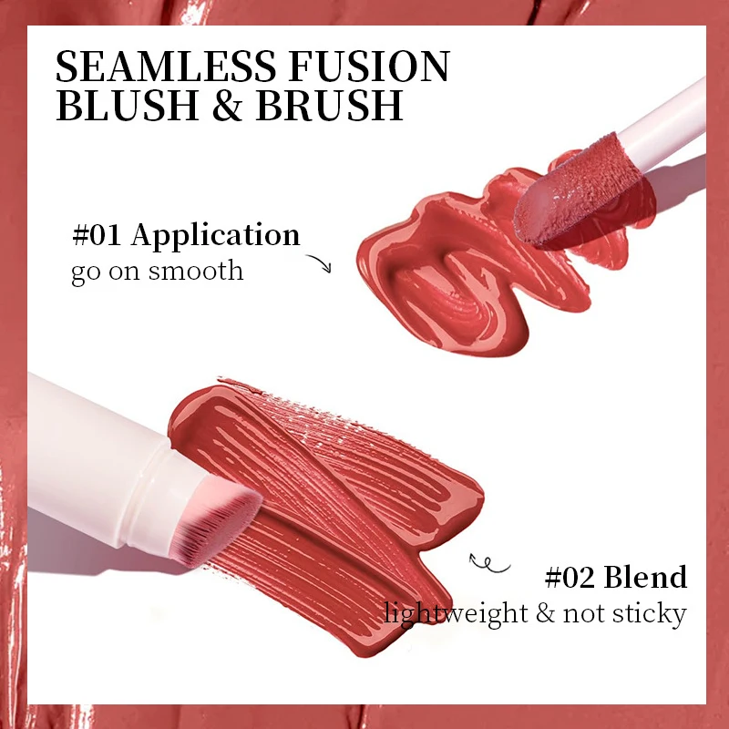 CC4414 Custom Logo Liquid Lip and Cheek Tint With Brush Pigment Cream Blush Gloss Velvet Matte Blusher